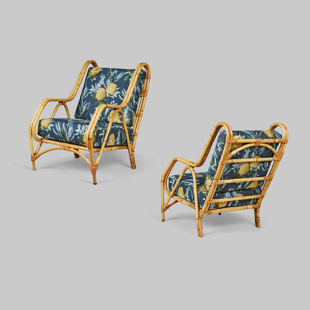 Vintage Pair of Rattan Lounge Chairs