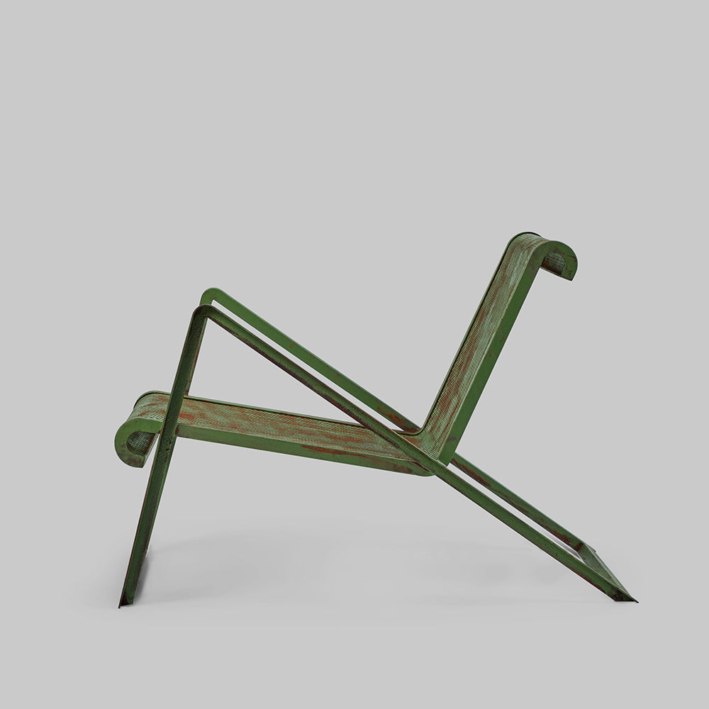 Pair of Green Metal Lounge Chairs