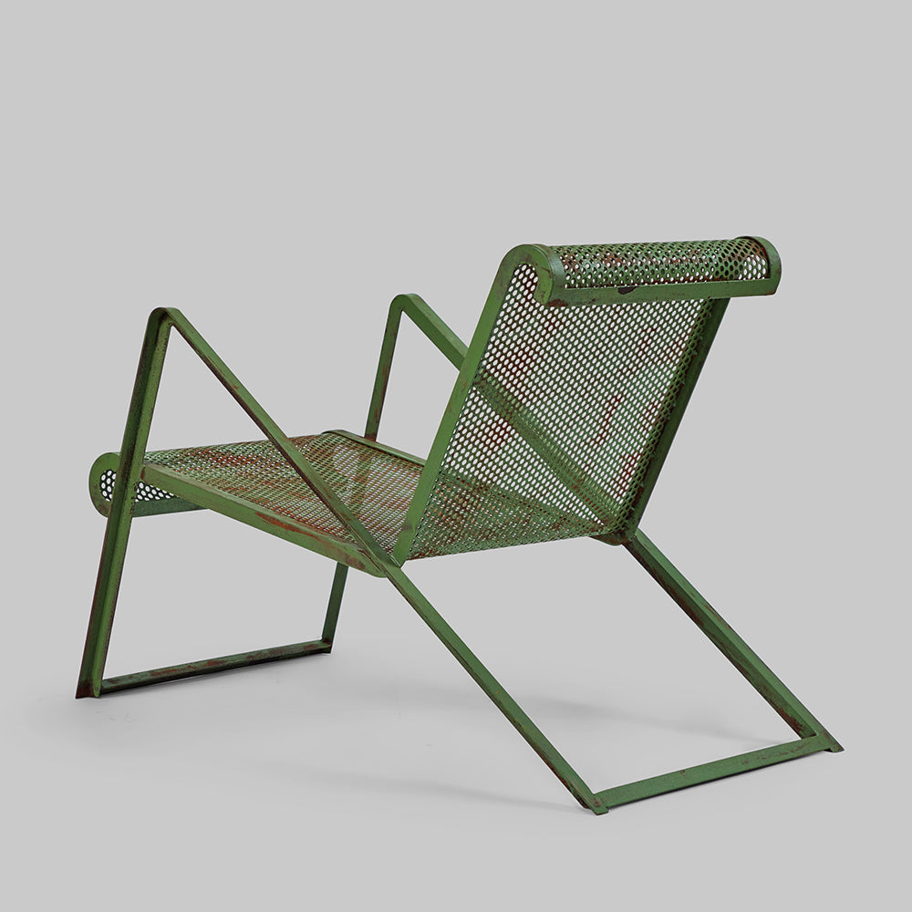 Pair of Green Metal Lounge Chairs