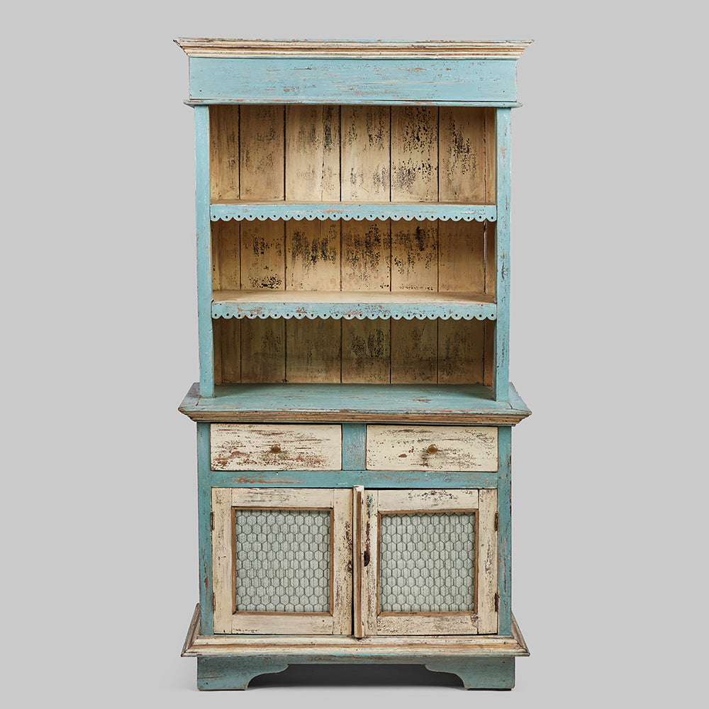 Vintage Blue & Cream Painted Menorcan Cabinet
